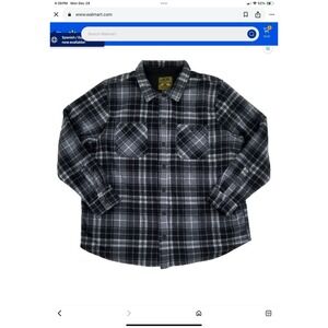 Anchorage Expedition Men's 3XB Fleece Sherpa Lined Plaid Shirt Jacket Black/Gray